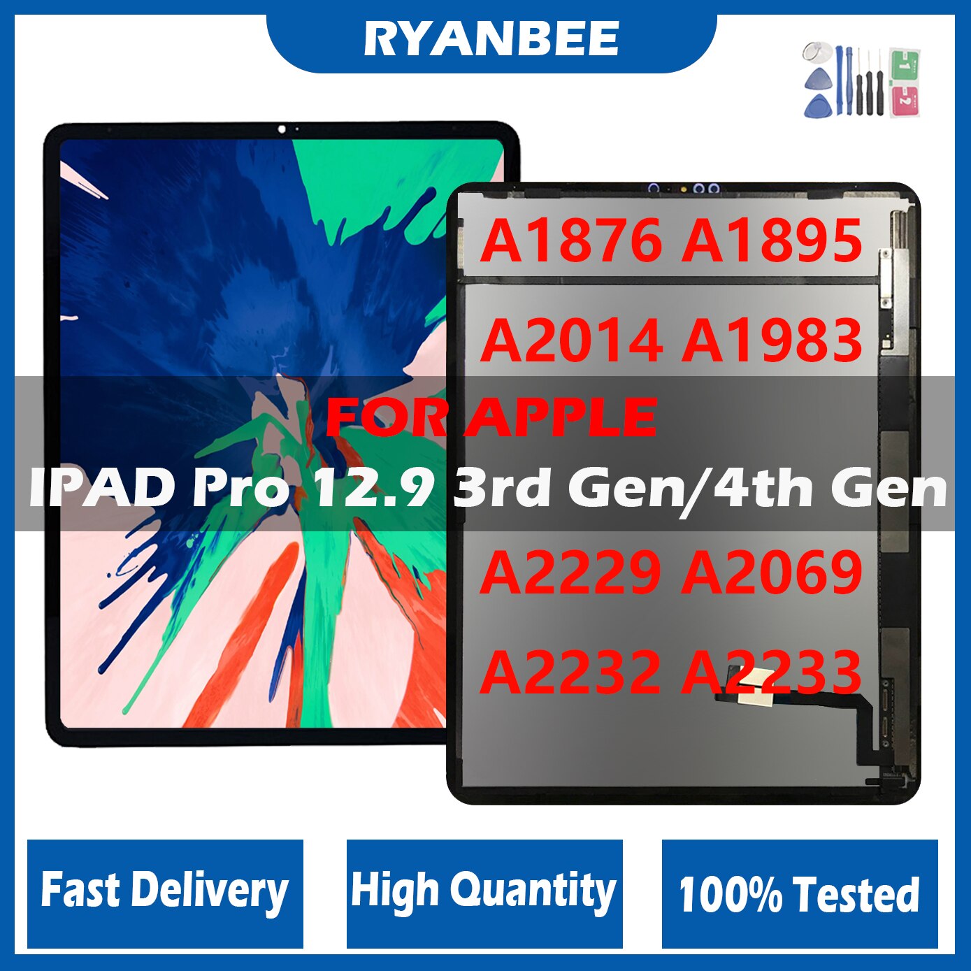 IPad Pro 100% 3  4  A1876 A1895 A1983 A2014 A2229 LCD ġ ũ ÷  ü  12.9 ׽Ʈ  Lcd